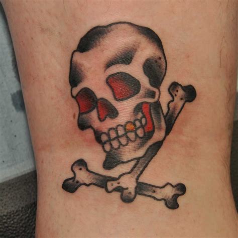 Traditional Skull and Cross Bones Tattoo by Phil Gibbs @ Stand Proud Tattoo #traditional # ...