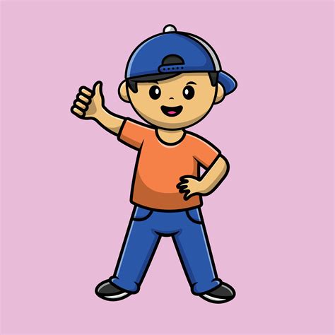 Cute Boy Thumbs Up Cartoon Vector Icon Illustration. People Icon Concept Isolated Premium Vector ...