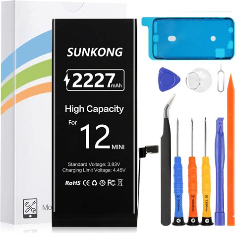 Amazon.com: SUNKONG for iPhone 12 Mini Battery Replacement, 2227mAh ...