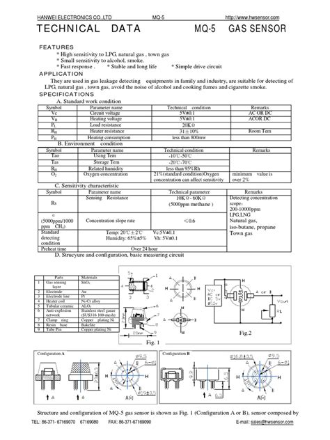 MQ-5 datasheet | Sensor | Hvac