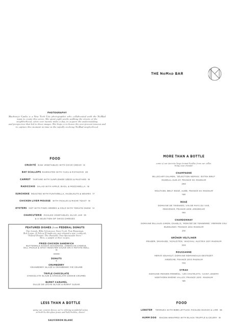 The NoMad Bar October Menu | PDF | Champagne | Fermented Drinks