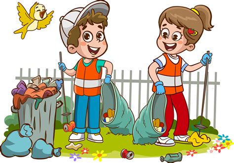 children cleaning the environment from garbage cartoon vector 21872846 Vector Art at Vecteezy