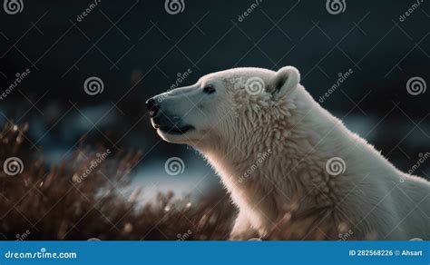 Beautiful Bear in Its Natural Habitat. Close Up of a White Bear in Nature Stock Illustration ...