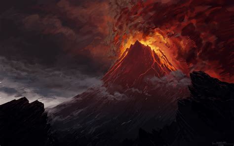 Photo of volcano eruption with lava and black smoke HD wallpaper | Wallpaper Flare