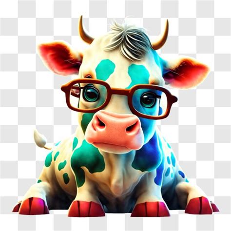 Download Funny Cartoon Cow with Colorful Glasses PNGs Online - Creative ...