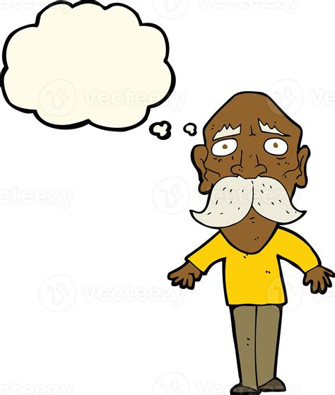 cartoon sad old man with thought bubble 40084415 PNG