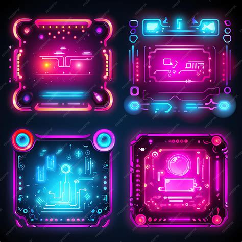 Premium Photo | Set of Cyberpunk Neon Design Blade Shape Holographic Film Material Icons Frame ...