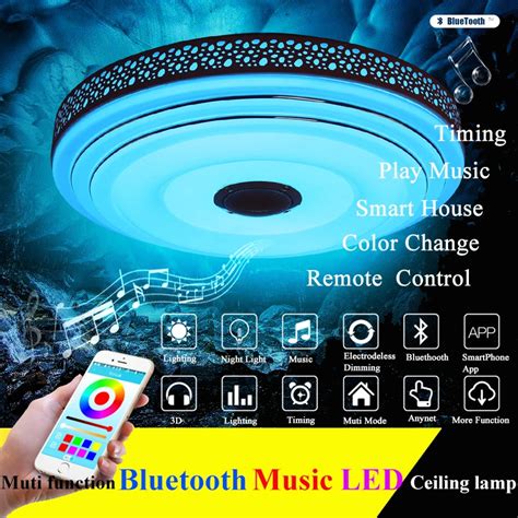 Intelligent Music Lamp Modern LED Ceiling Light With Phone Bluetooth Control Color Changing ...