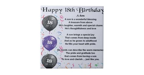 Son Poem 18th Birthday Ceramic Tile | Zazzle