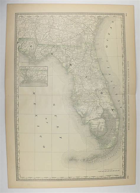 Vintage Map of Florida 1881 Rand McNally Florida Map FL Map | Etsy