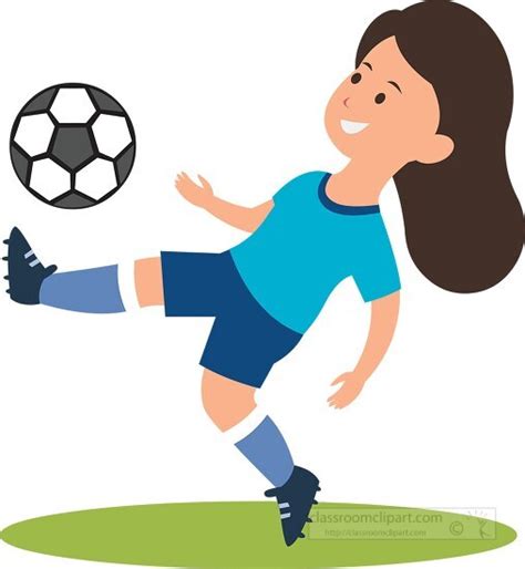 Soccer Clipart-young girl soccer player kicks a ball with skill