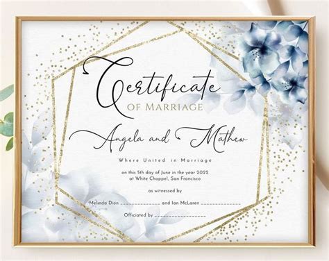 VOW RENEWAL Certificate Stylish Wedding Certificate, A4 & US Letter Size Printable, Grey and ...