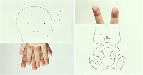 Artist Creates Cute Drawings Out Of His Own Fingers | Bored Panda