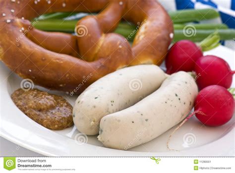 Weisswurst and Pretzel stock image. Image of radish, meal - 11280551