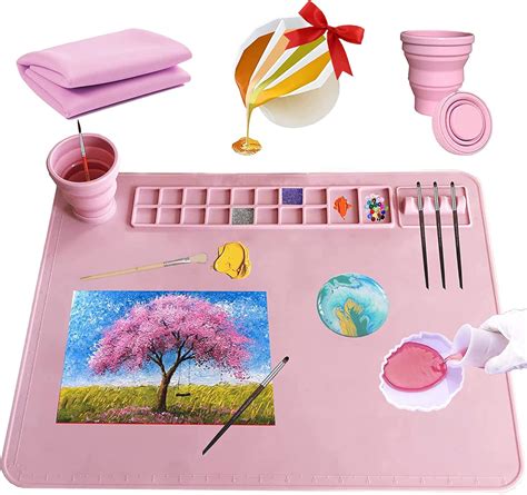 Amazon.com: Silicone Craft Mat, Silicone mats for Crafts,20"x16"Silicone Painting mat, Non-Stick ...