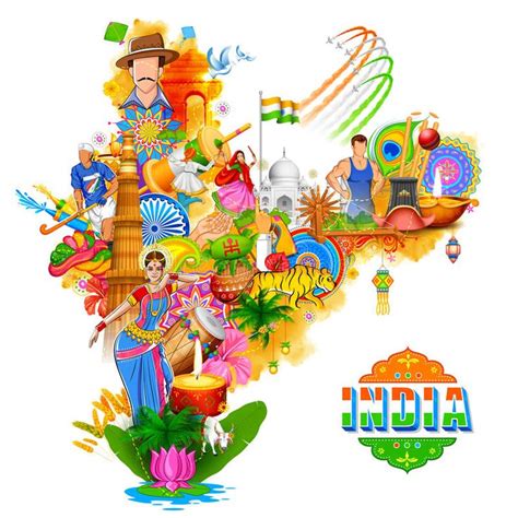 Illustration about Illustration of India background showing its incredible culture and div ...
