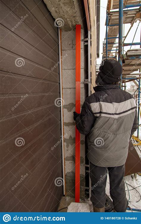 Installation of the Gate in the Garage Metal Stock Photo - Image of ...