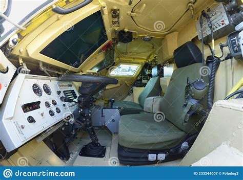 Interior of a New Armoured Personnel Carrier Seats, Wheel, Dashboard Stock Image - Image of ...