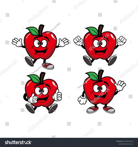 Set Collection Cute Smiling Apple Cartoon Stock Vector (Royalty Free ...