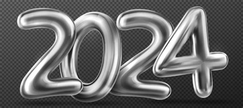 3d silver balloons in shape of 2024 numbers 21794791 Vector Art at Vecteezy