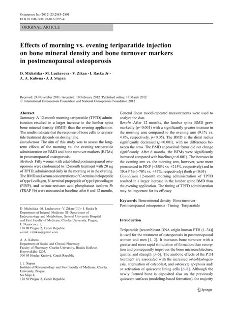 (PDF) Effects of morning vs. evening teriparatide injection on bone ...