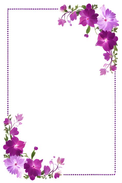 Purple Flower Border Frame PNG Transparent Background Ai Generative ...