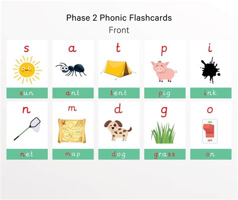 Phase 2 Phonics Flashcards With Bright Colour Pictures – My Little Learner