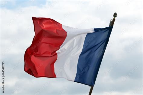 Drapeau français flottant avec le vent Stock Photo | Adobe Stock