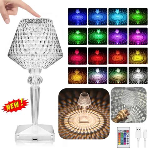 LED CRYSTAL TABLE Lamp USB Rechargeable Diamond Rose Desk Night Light Dimmable £11.89 - PicClick UK