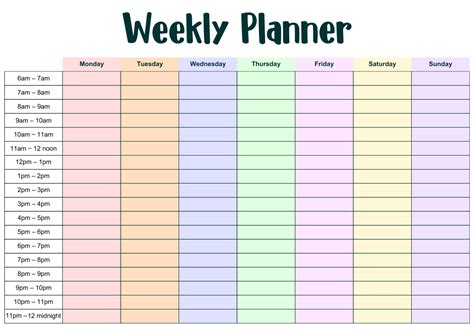 Free Printable Weekly Planner With Times - Aulaiestpdm Blog