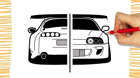 How to Draw a TOYOTA SUPRA I FRONT AND BACK I Easy - YouTube