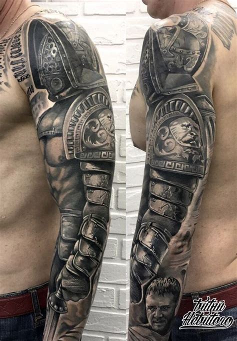 Full armored sleeve tattoo on the arm | www.otziapp.com | Armor sleeve tattoo, Tattoo sleeve ...