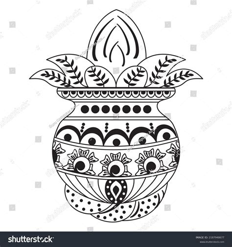 Decorative Indian Wedding Clipart Kalash Black Stock Vector (Royalty ...