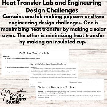 Heat (Thermal energy) Transfer Lab and Engineering Design Challenges