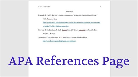 APA in Microsoft Word - The References Page (Step 6) - YouTube