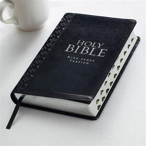 KJV Holy Bible, Standard Bible, Black Faux Leather Bible w/Thumb Index ...