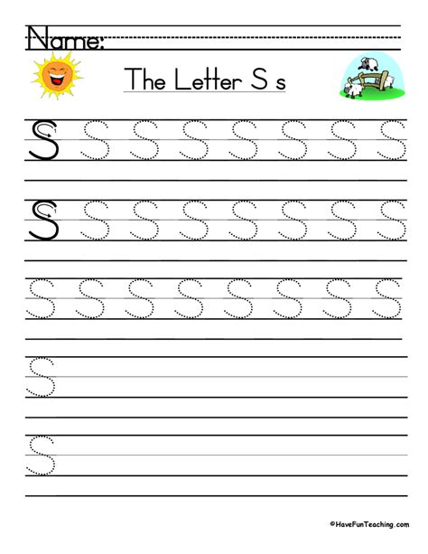 Writing The Letter S Worksheet