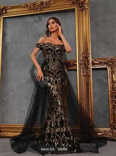 Black and gold gown, Women's Fashion, Dresses & Sets, Evening dresses ...