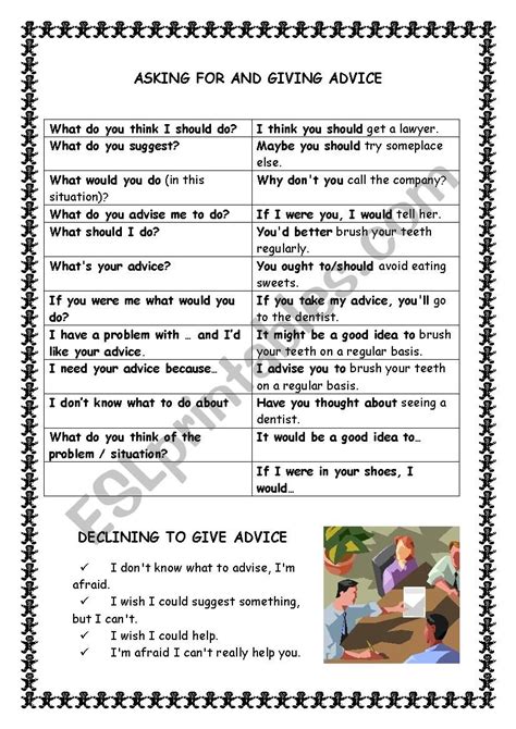 Asking for and Giving Advice - ESL worksheet by whitebear