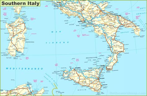 Southern Italy map in detail - Road map of southern Italy (Southern ...