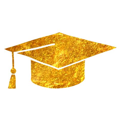 Premium Vector | Hand drawn graduation hat icon in gold foil texture ...