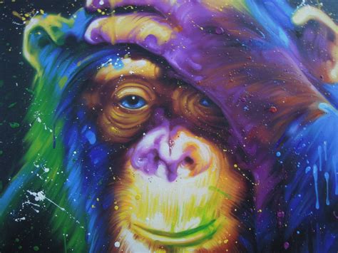 Colorful Monkey painting oil painting on canvas 100X100 cm. | Etsy