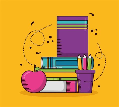 Free Vector | School supplies, books, pencils, apple