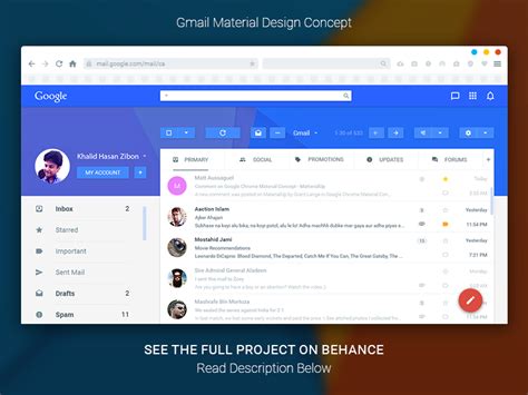 Gmail Material Design Concept by Khalid Hasan Zibon on Dribbble