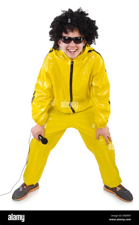 Man in yellow suit isolated on white Stock Photo - Alamy