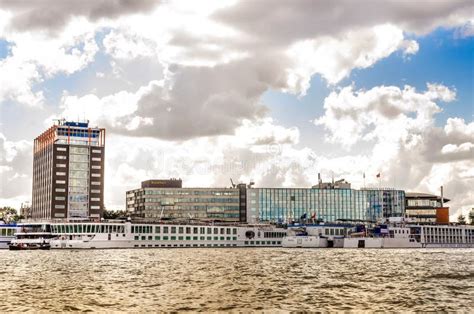 View Over IJ River with Cruise Ships Anchored at the Cruise Terminal, Amsterdam Editorial ...