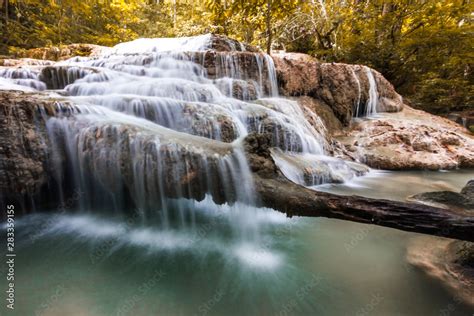 Beautiful Erawan Waterfall, Erawan National Park Stock Photo | Adobe Stock