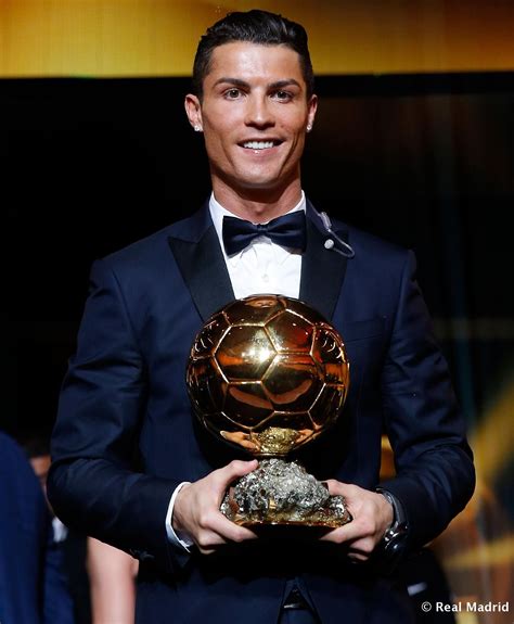 FIFA Ballon d'Or winner Cristiano Ronaldo of Portugal and Real Madrid poses for pictures after ...