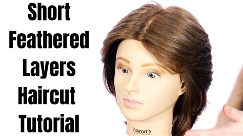 Short Feathered Layers Haircut Tutorial - TheSalonGuy - YouTube