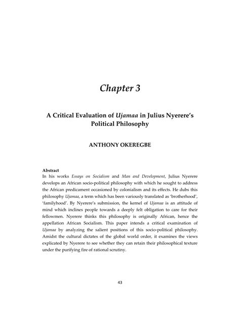 (PDF) A Critical Evaluation of Ujamaa in Julius Nyerere's Political ...